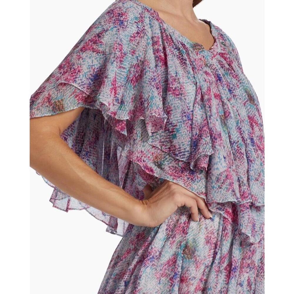 $1490 Isabel Marant Silk Ruffle Mini Aqua Dress Size 38(6) - Picture 3 of 11
